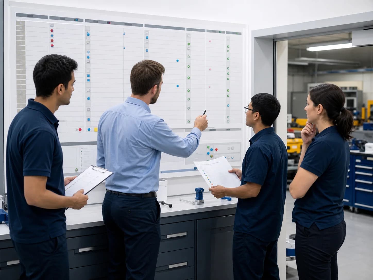 Equipe organizando prioridades de manutenção e desenvolvimento por evidência