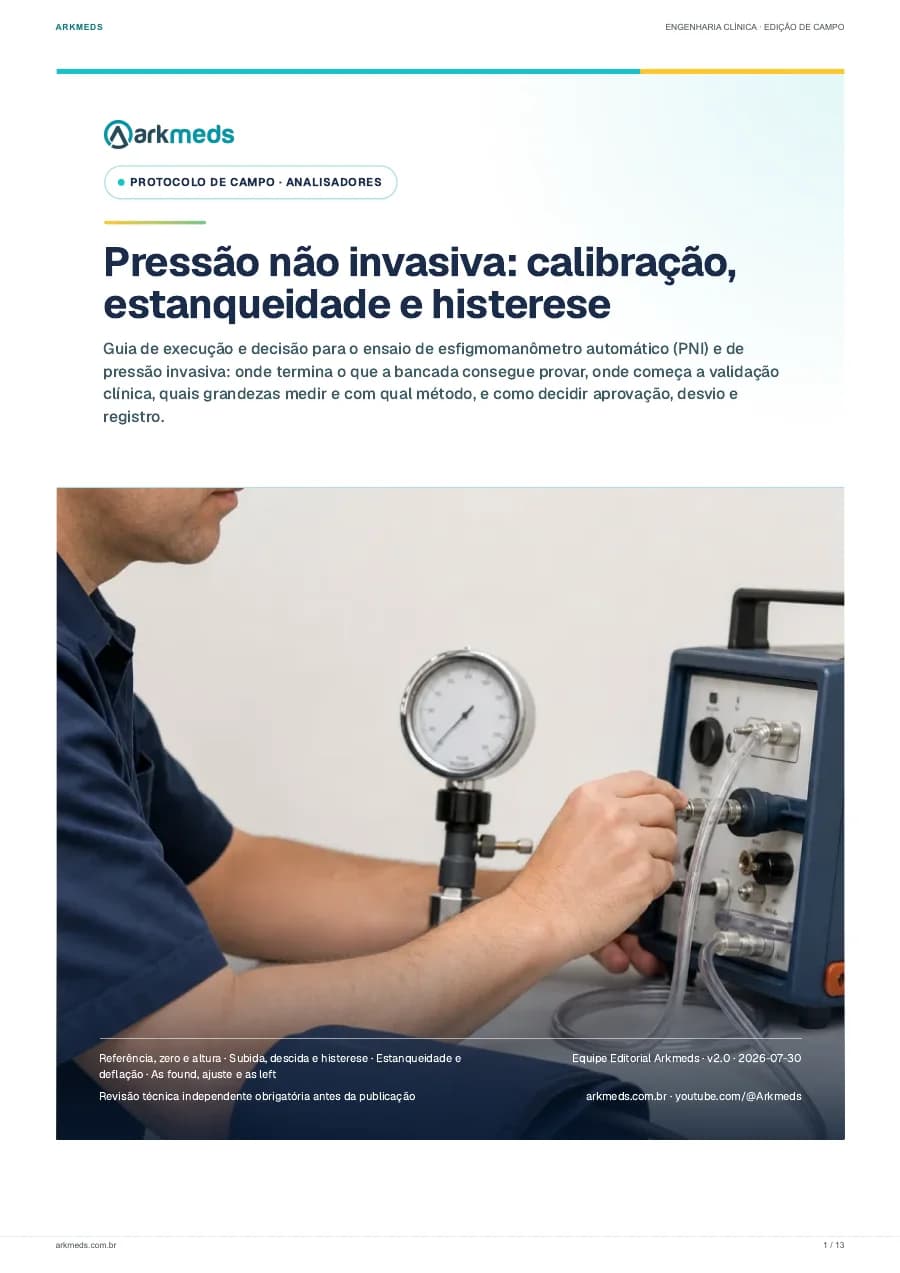 Capa do material Pressão não invasiva: calibração, estanqueidade e histerese