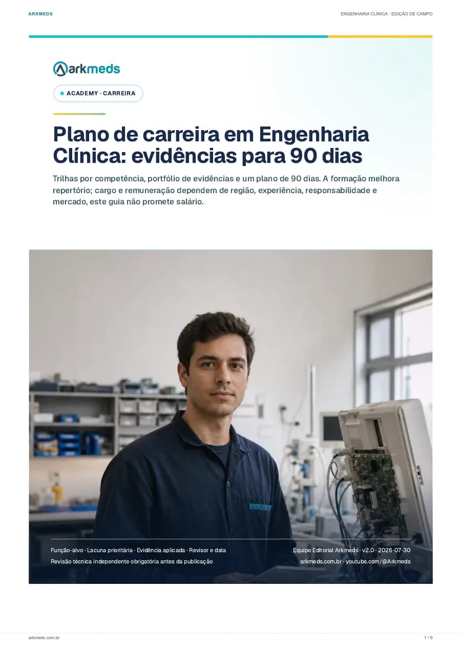 Capa do material Plano de carreira em Engenharia Clínica: evidências para 90 dias