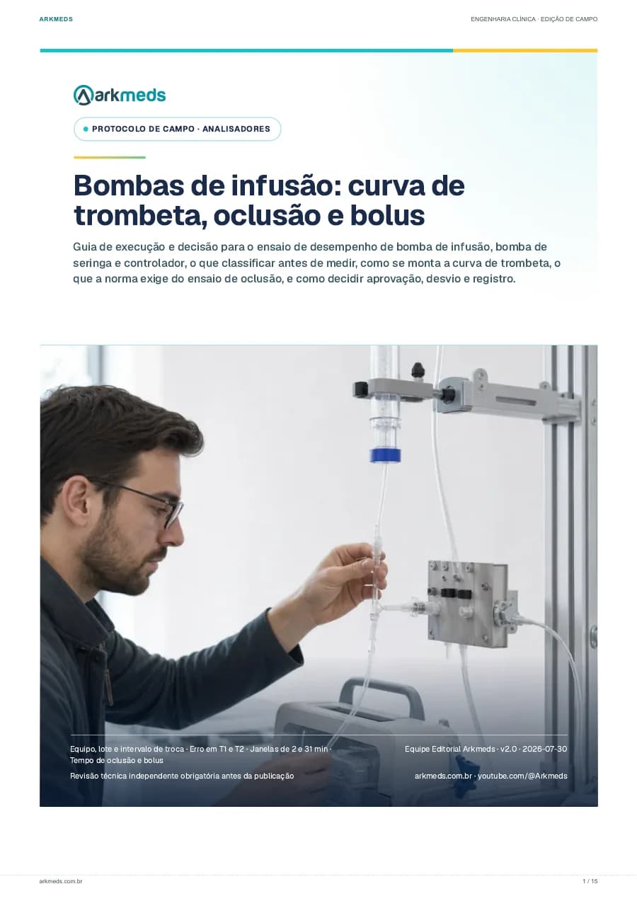 Capa do material Bombas de infusão: curva de trombeta, oclusão e bolus
