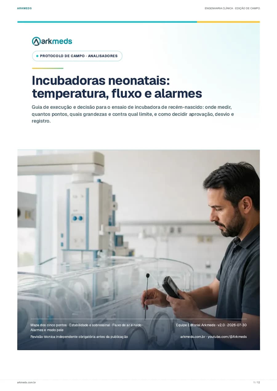 Capa do material Incubadoras neonatais: temperatura, fluxo e alarmes